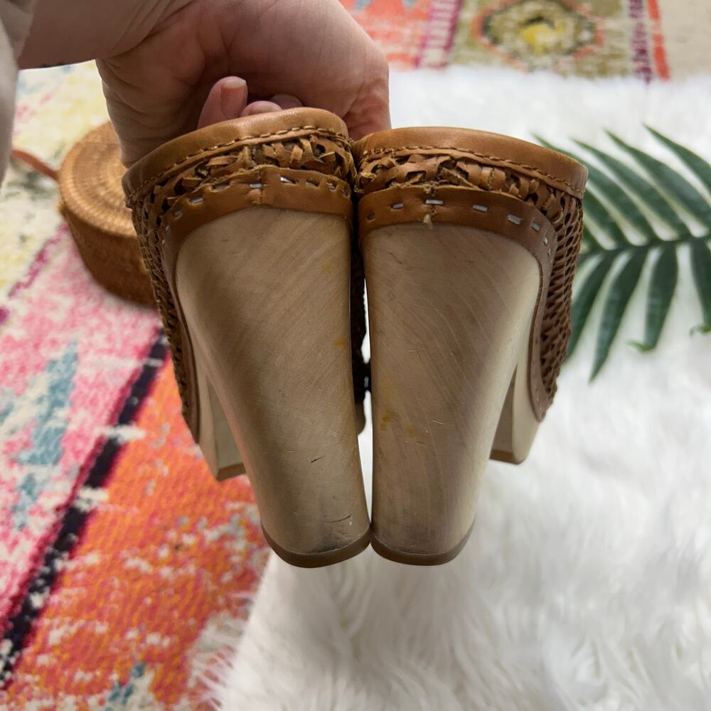 Dolce Vita Brooks Mule Sandal 9 Brown Leather Perforated Chunky Platform Slip On - Picture 7 of 9